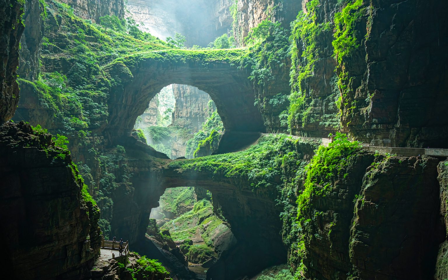 Three Natural Bridges karst landscape in Wulong, Chongqing